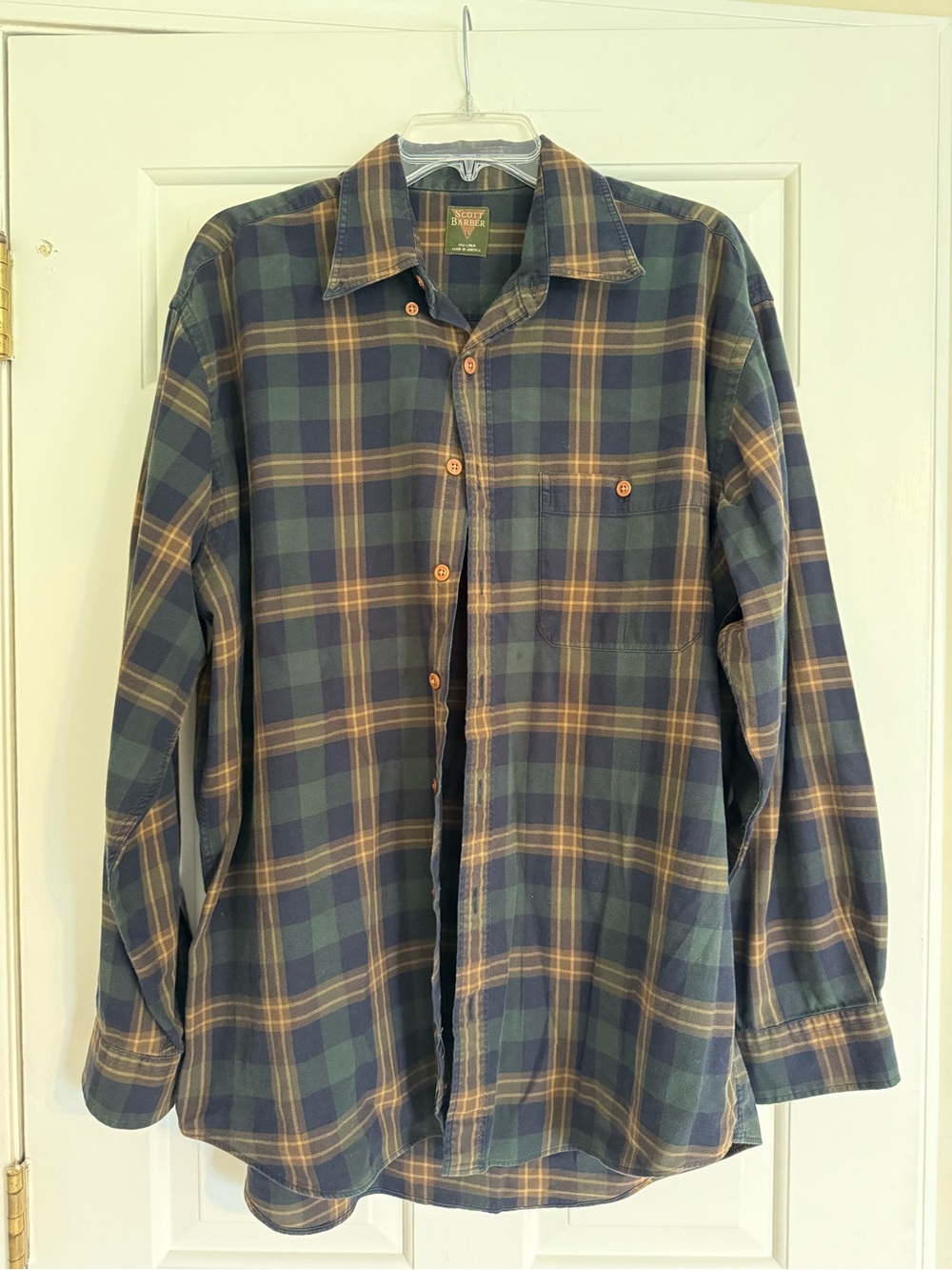 Plaid Button-Up Shirt - Green/Tan